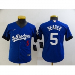 Youth Los Angeles Dodgers #5 Corey Seager Blue City Player Jersey