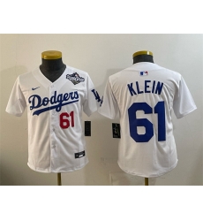 Youth Los Angeles Dodgers 61 Will Klein White 2025 World Series Home Limited Stitched Baseball Jersey