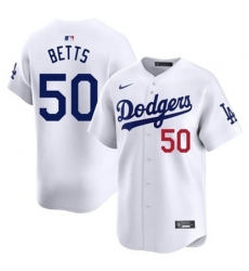 Youth Los Angeles Dodgers Mookie Betts #50 White Flex Base 2024 Home Stitched Jersey