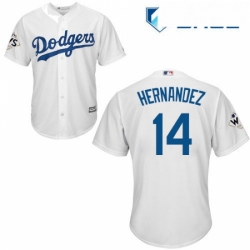 Youth Majestic Los Angeles Dodgers 14 Enrique Hernandez Authentic White Home 2017 World Series Bound Cool Base MLB Jersey