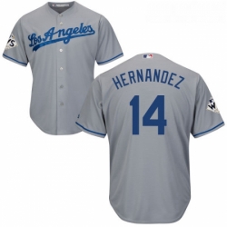 Youth Majestic Los Angeles Dodgers 14 Enrique Hernandez Replica Grey Road 2017 World Series Bound Cool Base MLB Jersey