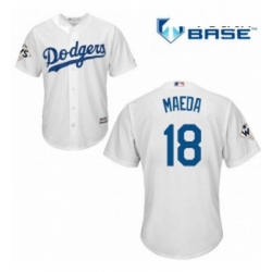 Youth Majestic Los Angeles Dodgers 18 Kenta Maeda Replica White Home 2017 World Series Bound Cool Base MLB Jersey