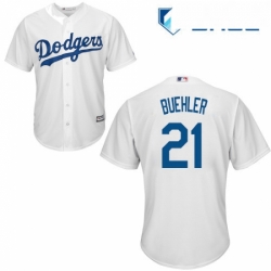 Youth Majestic Los Angeles Dodgers 21 Walker Buehler Authentic White Home Cool Base MLB Jersey 