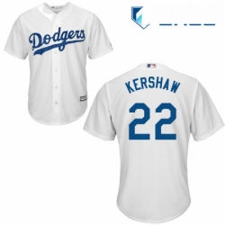 Youth Majestic Los Angeles Dodgers 22 Clayton Kershaw Replica White Home Cool Base MLB Jersey