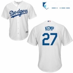 Youth Majestic Los Angeles Dodgers 27 Matt Kemp Authentic White Home Cool Base MLB Jersey 