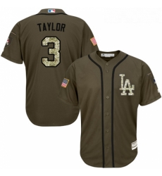 Youth Majestic Los Angeles Dodgers 3 Chris Taylor Authentic Green Salute to Service MLB Jersey 