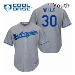 Youth Majestic Los Angeles Dodgers 30 Maury Wills Authentic Grey Road Cool Base MLB Jersey