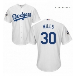 Youth Majestic Los Angeles Dodgers 30 Maury Wills Authentic White Home 2017 World Series Bound Cool Base MLB Jersey