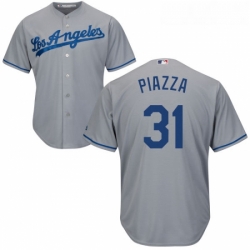 Youth Majestic Los Angeles Dodgers 31 Mike Piazza Replica Grey Road Cool Base MLB Jersey