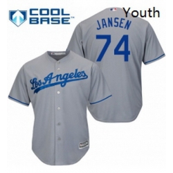 Youth Majestic Los Angeles Dodgers 74 Kenley Jansen Authentic Grey Road Cool Base MLB Jersey