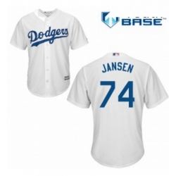 Youth Majestic Los Angeles Dodgers 74 Kenley Jansen Replica White Home Cool Base MLB Jersey