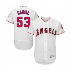 Mens Los Angeles Angels of Anaheim 53 Trevor Cahill White Home Flex Base Authentic Collection Baseball Jersey