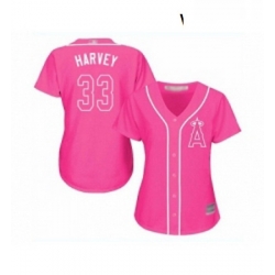 Womens Los Angeles Angels of Anaheim 33 Matt Harvey Replica Pink Fashion Baseball Jersey 