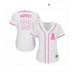 Womens Los Angeles Angels of Anaheim 33 Matt Harvey Replica White Fashion Cool Base Baseball Jersey 