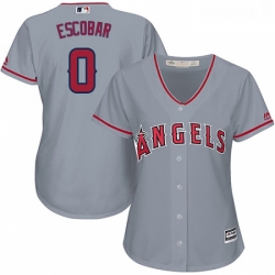 Womens Majestic Los Angeles Angels of Anaheim 0 Yunel Escobar Authentic Grey Road Cool Base MLB Jersey 