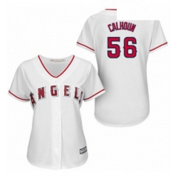 Womens Majestic Los Angeles Angels of Anaheim 56 Kole Calhoun Authentic White Home MLB Jersey