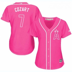 Womens Majestic Los Angeles Angels of Anaheim 7 Zack Cozart Replica Pink Fashion MLB Jersey 