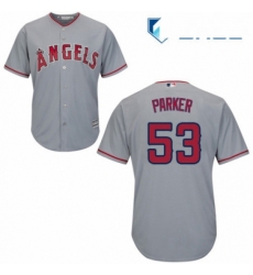 Youth Majestic Los Angeles Angels of Anaheim 53 Blake Parker Replica Grey Road Cool Base MLB Jersey 