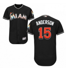 Mens Majestic Miami Marlins 15 Brian Anderson Black Alternate Flex Base Authentic Collection MLB Jersey