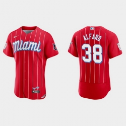 Miami Marlins 38 Jorge Alfaro Men Nike 2021 City Connect Authentic MLB Jersey Red