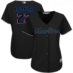 Marlins #22 Sandy Alcantara Black Alternate Women Stitched Baseball Jersey