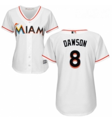 Womens Majestic Miami Marlins 8 Andre Dawson Replica White Home Cool Base MLB Jersey