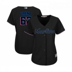 Womens Miami Marlins 62 Jose Urena Replica Black Alternate 2 Cool Base Baseball Jersey 