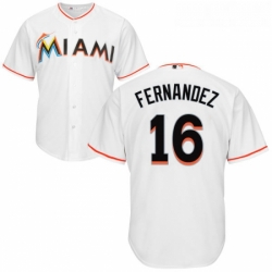 Youth Majestic Miami Marlins 16 Jose Fernandez Authentic White Home Cool Base MLB Jersey