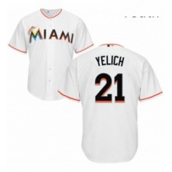 Youth Majestic Miami Marlins 21 Christian Yelich Replica White Home Cool Base MLB Jersey