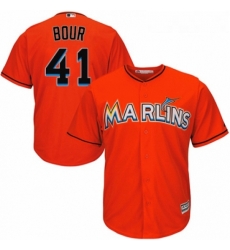 Youth Majestic Miami Marlins 41 Justin Bour Authentic Orange Alternate 1 Cool Base MLB Jersey 