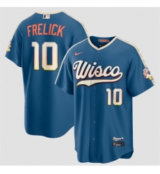 Men Milwaukee Brewers  10 Sal Frelick Mineral Blue 2026 City Connect Stadium Stitched Baseball Jersey