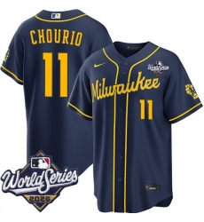 Men Milwaukee Brewers  11 Jackson Chourio Navy 2026 World Series Stitched Baseball Jersey