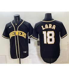 Men Milwaukee Brewers  18 Luis Lara 2026 Fashion Replica Black Out Stitched Baseball Jersey
