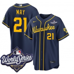 Men Milwaukee Brewers 21 Dustin May Nike Alternate 2026 World Series Stitched Baseball Jersey