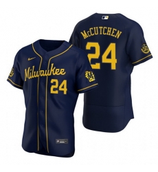 Men Milwaukee Brewers 24 Andrew McCutchen Navy Flex Base Stitched MLB jersey