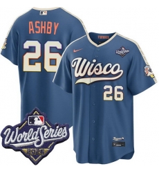Men Milwaukee Brewers 26 Aaron Ashby Nike 2026 World Series Stitched Baseball Jersey