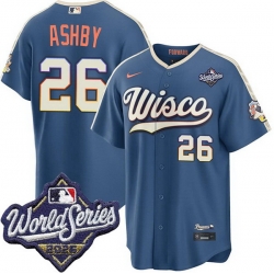 Men Milwaukee Brewers 26 Aaron Ashby Nike 2026 World Series Stitched Baseball Jersey