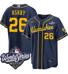 Men Milwaukee Brewers 26 Aaron Ashby Nike Alternate 2026 World Series Stitched Baseball Jersey