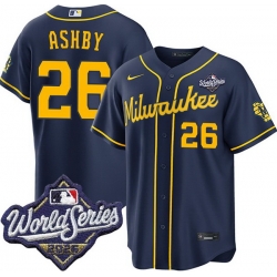 Men Milwaukee Brewers 26 Aaron Ashby Nike Alternate 2026 World Series Stitched Baseball Jersey