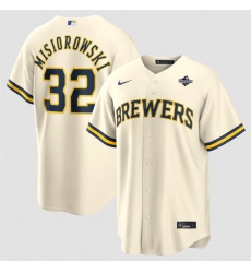 Men Milwaukee Brewers  32 Jacob Misiorowski Cream 2026 World Series Cool Base Stitched Baseball Jersey