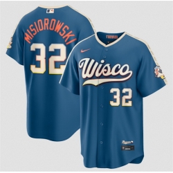 Men Milwaukee Brewers  32 Jacob Misiorowski Mineral Blue 2026 City Connect Stadium Stitched Baseball Jersey
