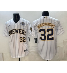 Men Milwaukee Brewers  32 Jacob Misiorowski White 2026 NLCS Patch Stitched Baseball Jersey