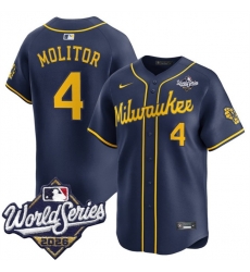 Men Milwaukee Brewers  4 Paul Molitor Navy 2026 World Series Alternate Limited Stitched Baseball Jersey