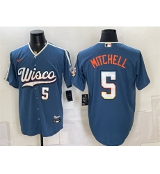 Men Milwaukee Brewers  5 Garrett Mitchell Mineral Blue 2026 City Connect Stadium Stitched Baseball Jersey