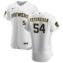 Men Milwaukee Brewers 54 J P  Feyereisen Men Nike White Home 2020 Flex Base Player MLB Jersey