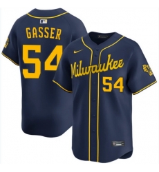 Men Milwaukee Brewers 54 robert gasser Navy Stitched Baseball Jersey