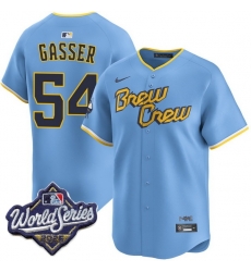 Men Milwaukee Brewers 54 robert gasser Powder Blue City Connect Limited 2026 World Series Stitched Baseball Jersey