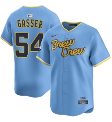 Men Milwaukee Brewers 54 robert gasser Powder Blue City Connect Limited Stitched Baseball Jersey