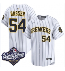 Men Milwaukee Brewers 54 robert gasser White 2026 World Series Stitched Baseball Jersey