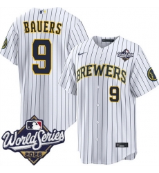 Men Milwaukee Brewers  9 Jake Bauers White 2026 World Series Stitched Baseball Jersey